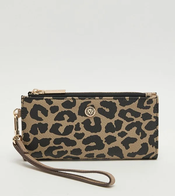 Anne Klein Leopard Print Zippered Bi-fold Wallet